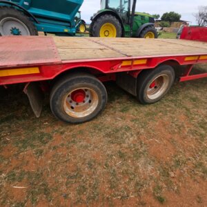 Dubbel As / Double Axle RS 75/16 Plat Bak Plaas Sleep Wa / Flat Bed Farm Trailer